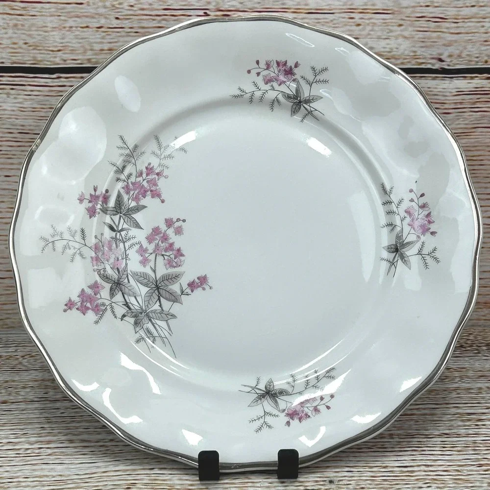 Favolina Karolina Jarolina Poland China Dinner Plate Silver Scalloped 3879‎ 8